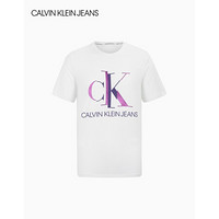 CK JEANS 2020秋冬新款 男装撞色LOGO圆领短袖T恤 J316904 YAF-白色 S