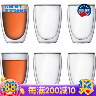 美国直邮 BODUM  Pavina6个玻璃杯 Pavina 6pc玻璃，双壁，中等，0.35L，