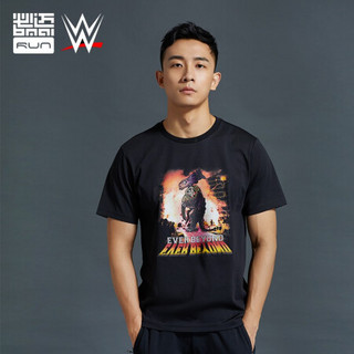 【WWE联名】必迈（bmai）跑步文化短袖19新款夏季男士透气半袖圆领休闲运动T恤 兽痕黑 L