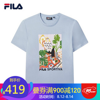 FILA 斐乐官方男子短袖T恤2020夏秋新款时尚潮流舒适运动短袖T 布伦那蓝-LB 180/100A/XL