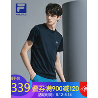 FILA ATHLETICS斐乐男子短袖T恤2020夏新款运动跑步速干透气T恤 深黑-BK 175/96A/L