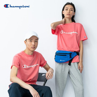  Champion情侣款夏季印花草写LOGO圆领短袖T恤男女 薄荷绿 XL