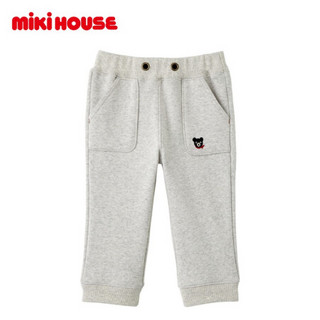 Mikihouse Double_B  2020新款小黑熊秋冬弹力抓绒保暖长裤63-3202-619 灰色 90