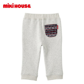 Mikihouse Double_B  2020新款小黑熊秋冬弹力抓绒保暖长裤63-3202-619 灰色 90