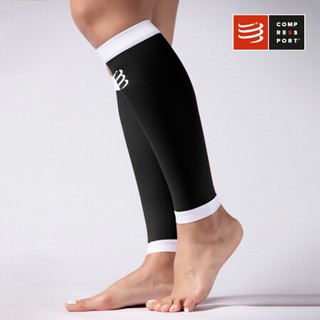 COMPRESSPORT 马拉松运动装备 跑步小腿套R1压缩腿套 运动护腿健身徒步旅行 R1小腿套黑色 T2(小腿围34-38cm)