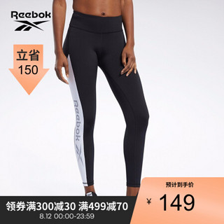 Reebok锐步 运动健身WOR Logo Tight女子休闲紧身裤FK6844 FK6844_黑色/白色 A/XS