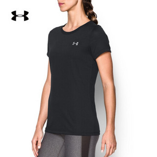 安德玛官方UA Tech女子运动短袖T恤Under Armour1277207 黑色001 S