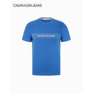 CK JEANS 2020秋冬新款 男装时尚撞色LOGO短袖T恤 J315636 CDQ-蓝色 S