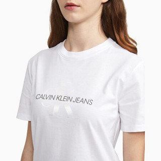 Calvin Klein Jeans 卡尔文·克莱恩牛仔 女士圆领短袖T恤 J214385 白色 XS