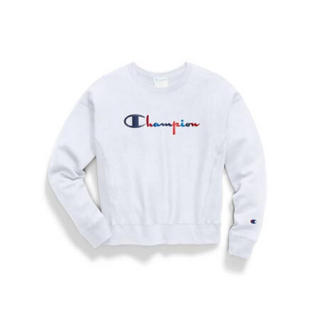 Champion冠军女士长袖T恤圆领卫衣纯色运动衫彩色Logo GF750  Y07966 White S