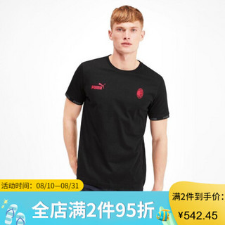 PUMA彪马男士圆领短袖T恤队服休闲衫套头衫756033 Cotton Black-tango red L