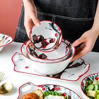 川岛屋平安树日式陶瓷碗创意个性碗碟套装家用吃饭碗汤碗菜盘鱼盘 5寸中碗