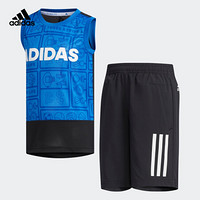 阿迪达斯官网 adidas LB CL TANK SET小童装训练短袖针织套装 DZ8635 蓝/黑 黑/白 140CM