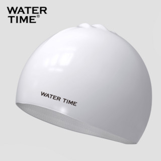 WATERTIME/蛙咚 男士三件套游泳衣 大码速干五分泳裤泳镜泳帽套装 及膝舒适比赛训练游泳裤装备 白色泳帽+夜色泳镜+灰色条纹五分裤 S