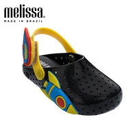 mini melissa梅丽莎2020春夏新品镂空鞋面沙滩鞋型凉鞋32767 黑色/黄色 10