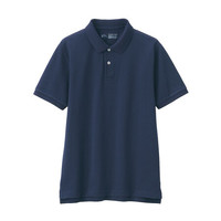 無印良品 MUJI 無印良品 男式 新疆棉珠地网眼编织 短袖POLO衫 深海军蓝 S