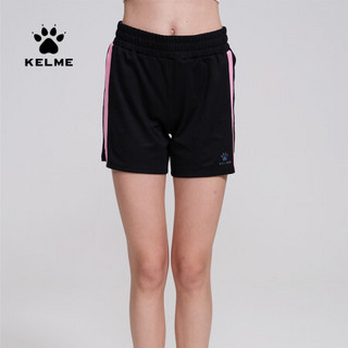 KELME/卡尔美 2020夏季新款休闲透气短裤女侧条纹跑步直筒运动裤 黑色 XL