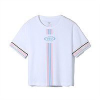 KELME（kids）女童短袖T恤夏季字母卡通印花棉短袖圆领T恤衫TX50224001 白色 150cm