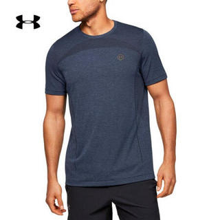 安德玛官方UA RUSH Seamless男子运动短袖T恤Under Armour1351448 蓝色497 L