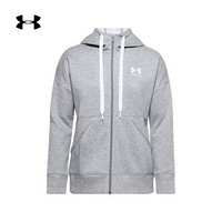 安德玛官方UA Rival女子运动拉链抓绒连帽外套Under Armour1356400 灰色035 L