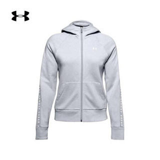 安德玛官方UA Taped Fleece女子运动拉链连帽卫衣Under Armour1328859 灰色011 L