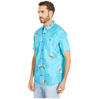 Quiksilver夏季男士休闲上衣清凉印花短袖T恤9420830 Paradise Pacific Blue XL