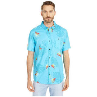 Quiksilver夏季男士休闲上衣清凉印花短袖T恤9420830 Paradise Pacific Blue XL