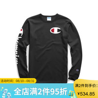 Champion男士纯棉卫衣圆领长袖T恤运动衫 GT47 Y07789 Black M