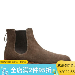 Clarks其乐男鞋反绒皮切尔西短靴26127791 Olive Suede 8M