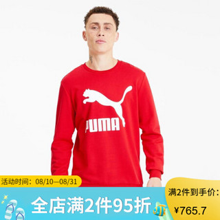 PUMA彪马男士圆领套头衫运动衫长袖T恤卫衣Logo徽标595198 High Risk Red L