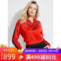 GUESS盖尔斯卫衣女士条纹短连帽衫W91Q29WC9N0 red l