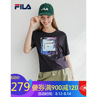 FILA 斐乐官方 女子短袖T恤2020夏季新款时尚度假T恤女休闲服 传奇蓝-NV 175/92A/XL