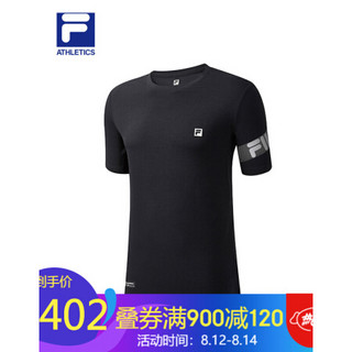 FILA ATHLETICS 斐乐 男子短袖T恤 2020夏秋新款运动健身训练服 深黑-BK 175/96A/L