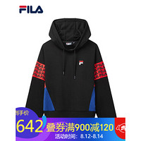 FILA 斐乐官方女子连帽卫衣2020秋季新款时尚运动纯棉针织长袖卫衣女 正黑色-BK 160/80A/S