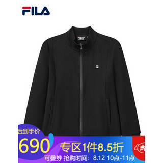 FILA（斐乐）官方男子针织外套2020秋季新款潮流时尚舒适运动茄克男 正黑色-BK 190/108A/XXXL