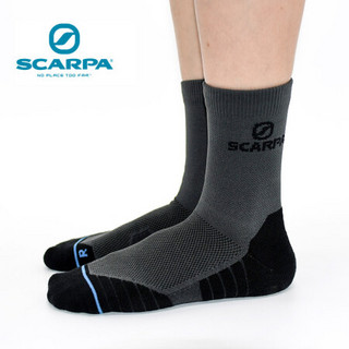 SCARPA 定制户外袜 耐磨 透气户外登山徒步袜 中筒袜 深灰色 S