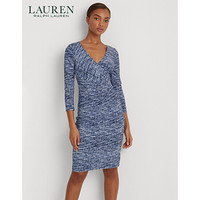 RALPH LAURENLauren/拉夫劳伦女装 2020年夏季印花平纹针织斜襟连衣裙60347 001蓝色 4