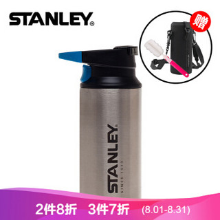 美国STANLEY史丹利户外骑行单手水壶不锈钢保温杯 0.35L经典LOGO-钢色