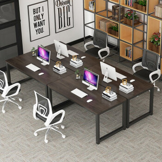 亿家达简易电脑桌台式家用书桌卧室写字台学生学习桌 北美黑胡桃色+黑架