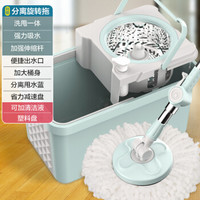 宝家洁旋转拖把免手洗拖布桶干湿两用托把墩布家用拖地神器 大号塑料盘+加强杆
