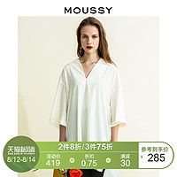 MOUSSY 春秋新品纯色V领开叉前短后长休闲衬衫028CA530-5370