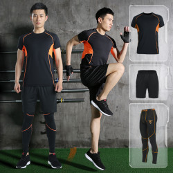 路伊梵健身跑步运动套装篮球速干衣健身房短袖晨跑训练服装男春夏