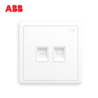 ABB开关插座远致白墙壁插座面板双电脑插座AO332