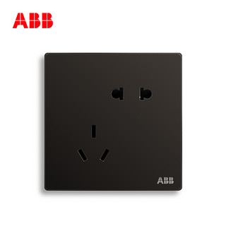 ABB 开关插座套餐轩致usb黑色面板家用无边框五孔插座空调插带开关