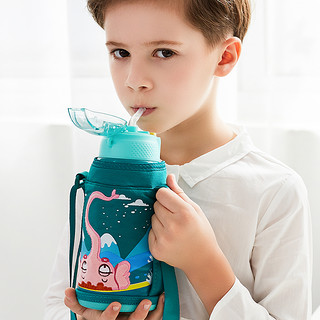 Face儿童保温杯带吸管两用大容量小学生防摔水壶宝宝便携水杯子