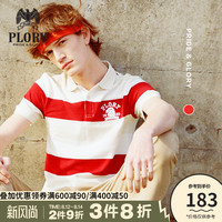 PLORY男士条纹Polo衫2020春夏新款纯色刺绣潮流短袖宽松运动T恤男