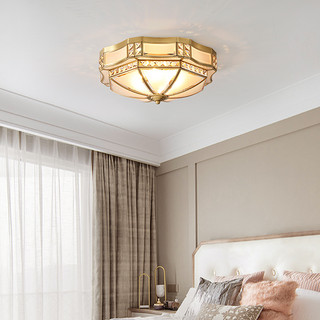 希尔顿欧式全铜吸顶灯卧室简约现代阳台家用奢华温馨美式灯具Q