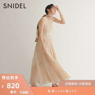 SNIDEL2020春夏新品甜美仙女糖果色针织拼接雪纺连衣裙SWNO202023 *3件