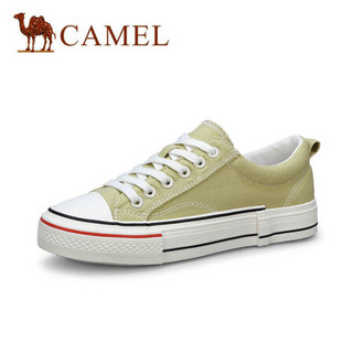 骆驼（CAMEL） 女士 韩版休闲学生圆头平底系带帆布鞋 A01228637 绿色 38