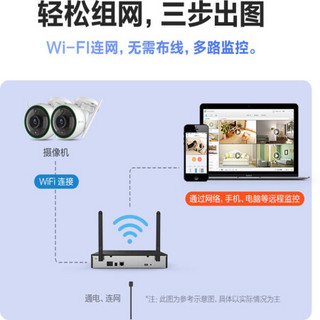 萤石摄像头 400万超清全彩无线WiFi监控套装 C3C4MP+X5S 4路无硬盘2台摄像机 家用室外 全彩夜视 智能检测